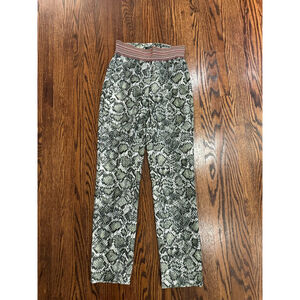 Women's Riani Pants Size 4 Green Snake Print